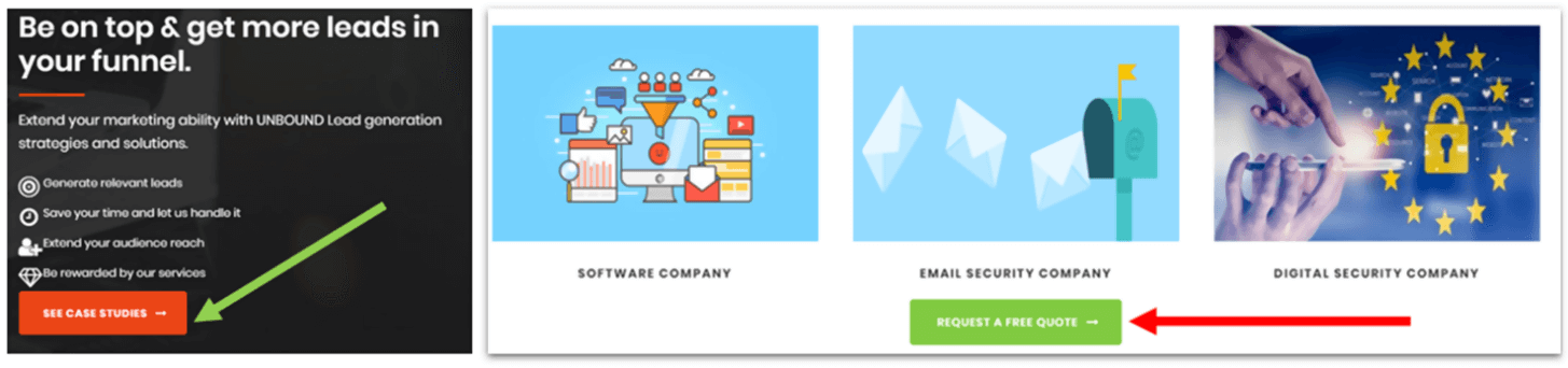 Example of top of the funnel and bottom of the funnel CTAs