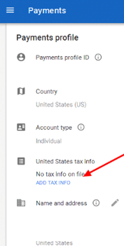 Google Ad Sense Account tax info