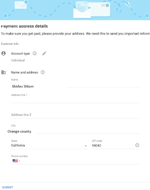 Google Ad Sense Payment details