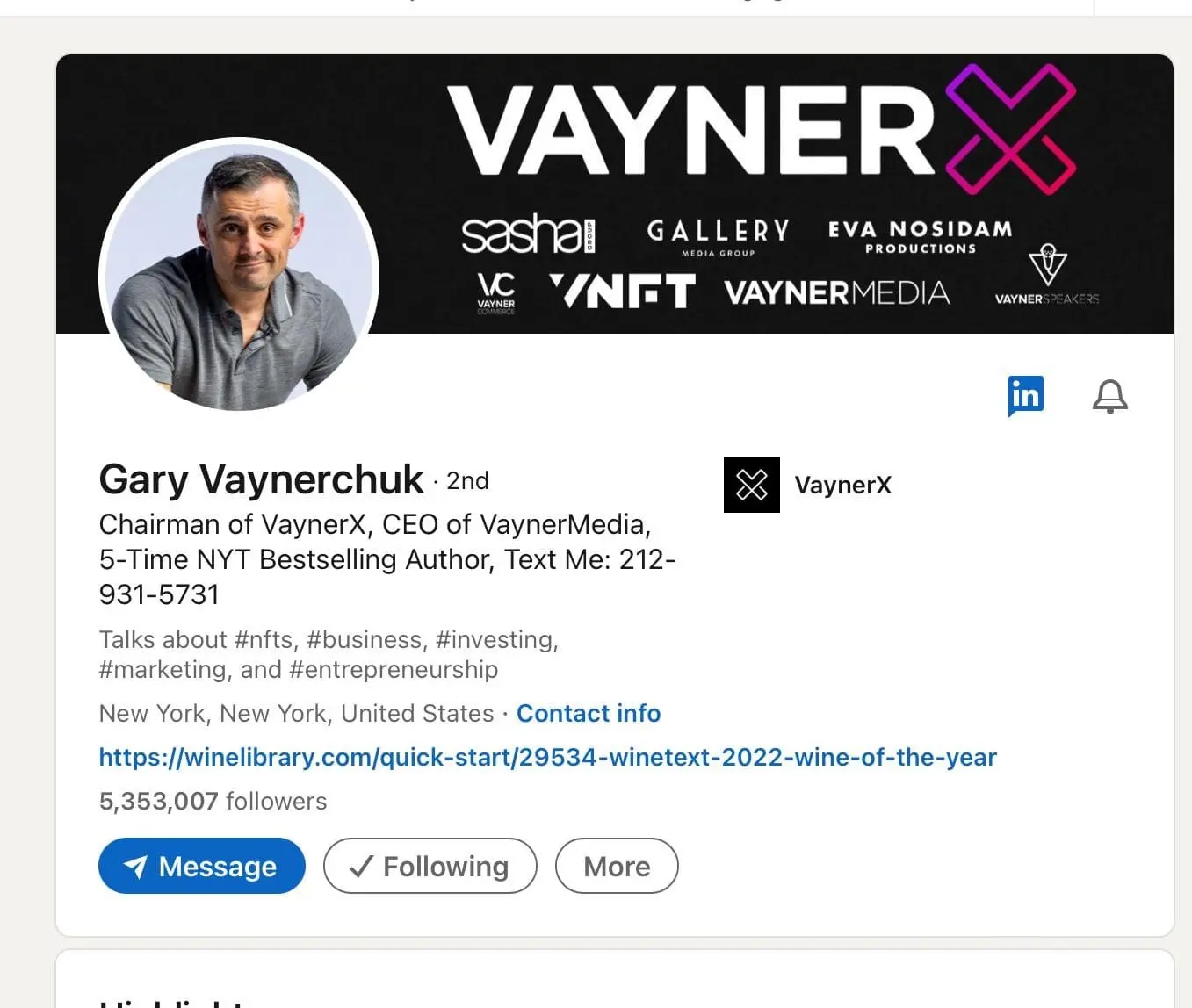 Gary Vaynerchuk’s LinkedIn
